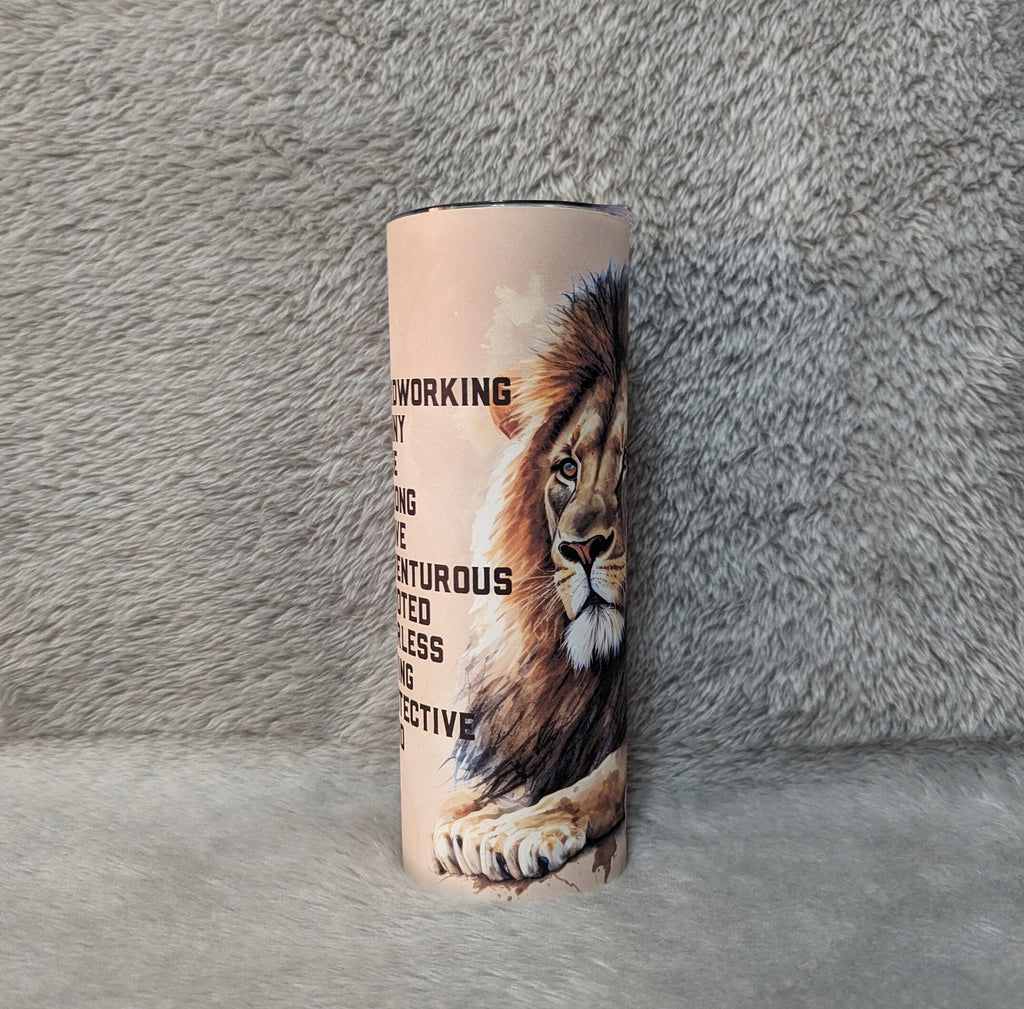 Father Tumbler With A Lion and Cub 20oz With Reusable Straw, Can Be Personalized