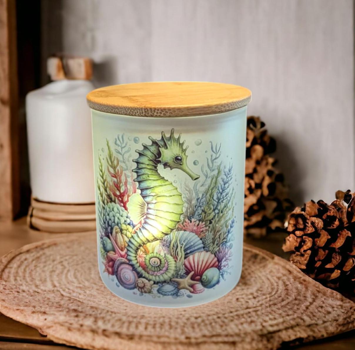 Green Seahorse Candle Holder With A Battery Operated Flickering Tea Light