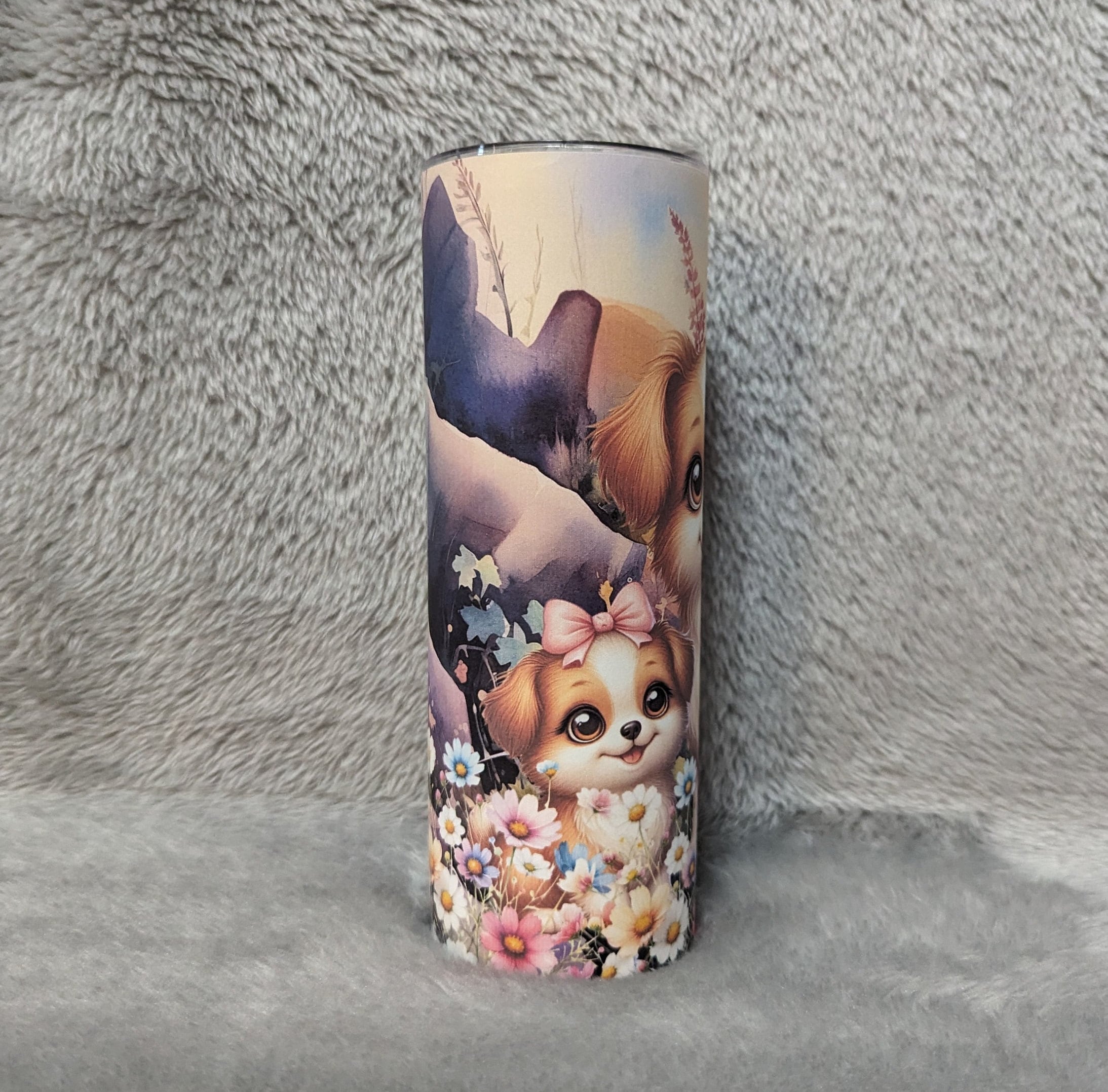 Puppy Tumbler 20oz With Reusable Straw, Can Be Personalized