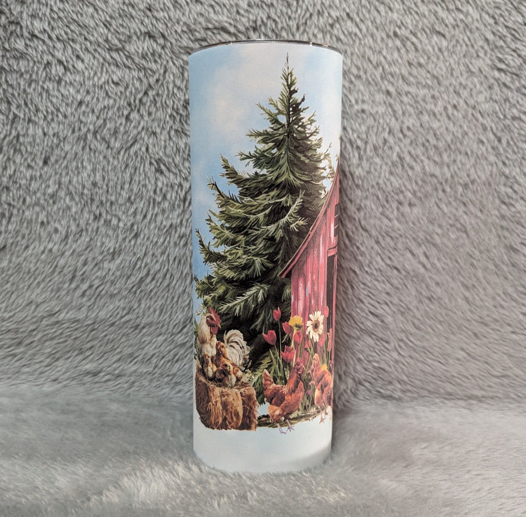 Farmhouse Chicken Tumbler 20oz With Reusable Straw, Can Be Personalized