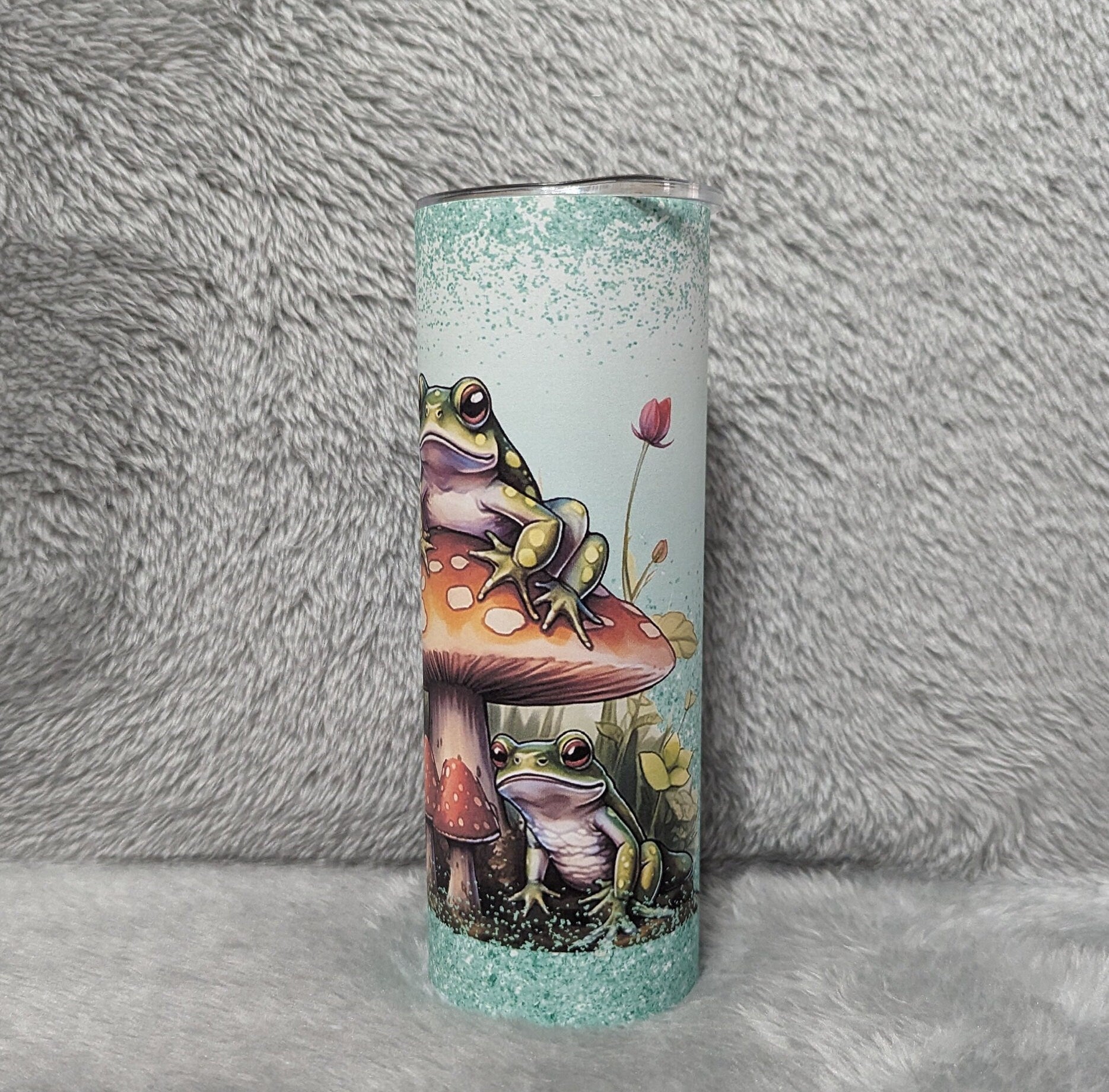 Cute Frog Tumbler With A Glitter Design 20oz With Reusable Straw, Can Be Personalized