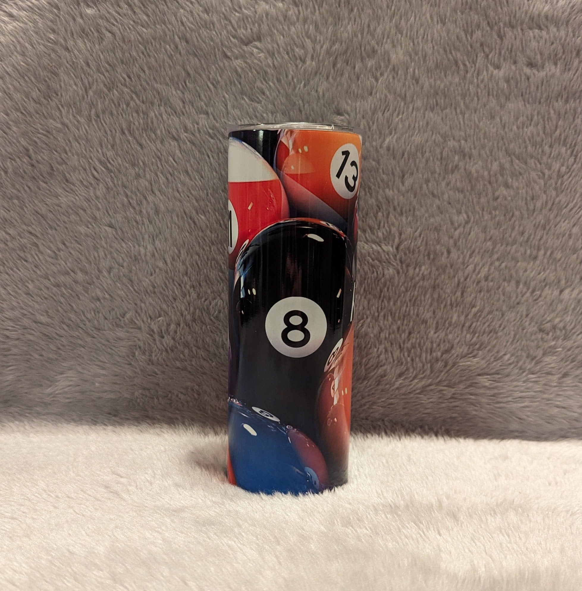 Stylish Pool Ball Tumbler 20oz With Reusable Straw, Can Be Personalized