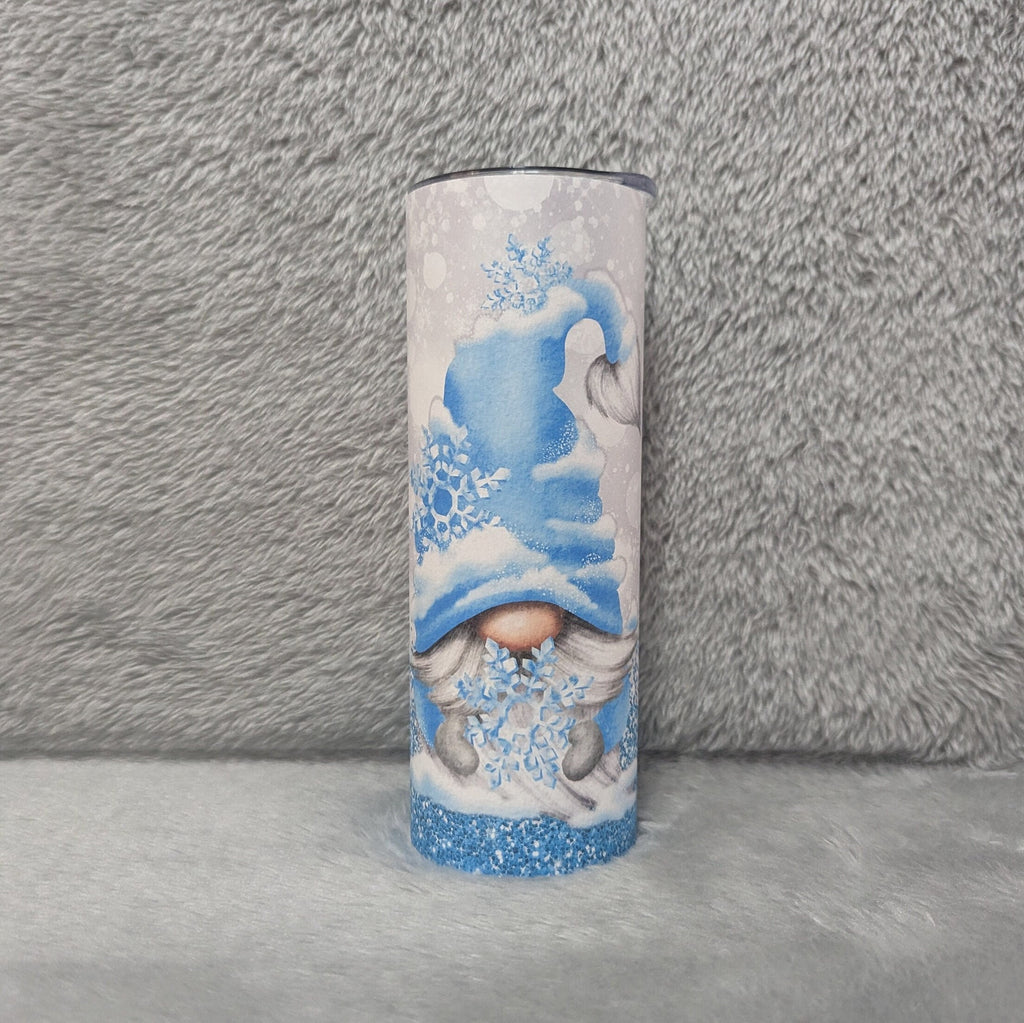 Winter Gnome Tumbler With A Winter Design 20oz With Reusable Straw, Can Be Personalized