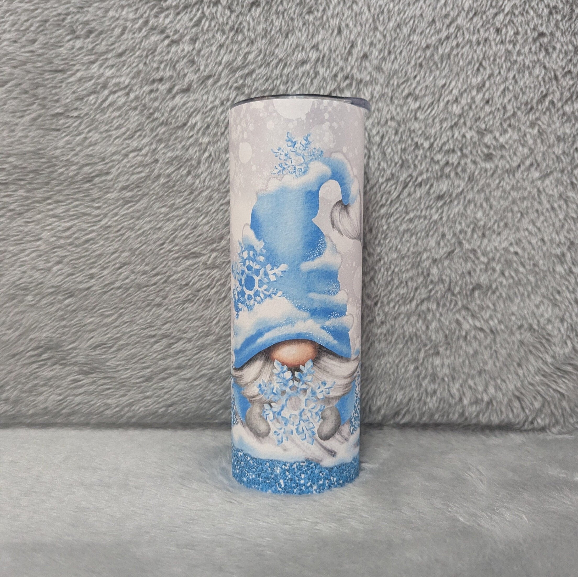 Winter Gnome Tumbler With A Winter Design 20oz With Reusable Straw, Can Be Personalized