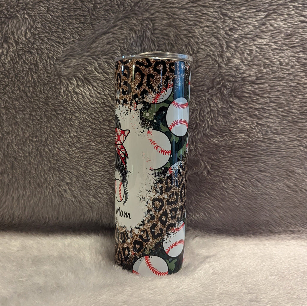 Baseball Tumbler For Mom 20oz With Reusable Straw, Can Be Personalized