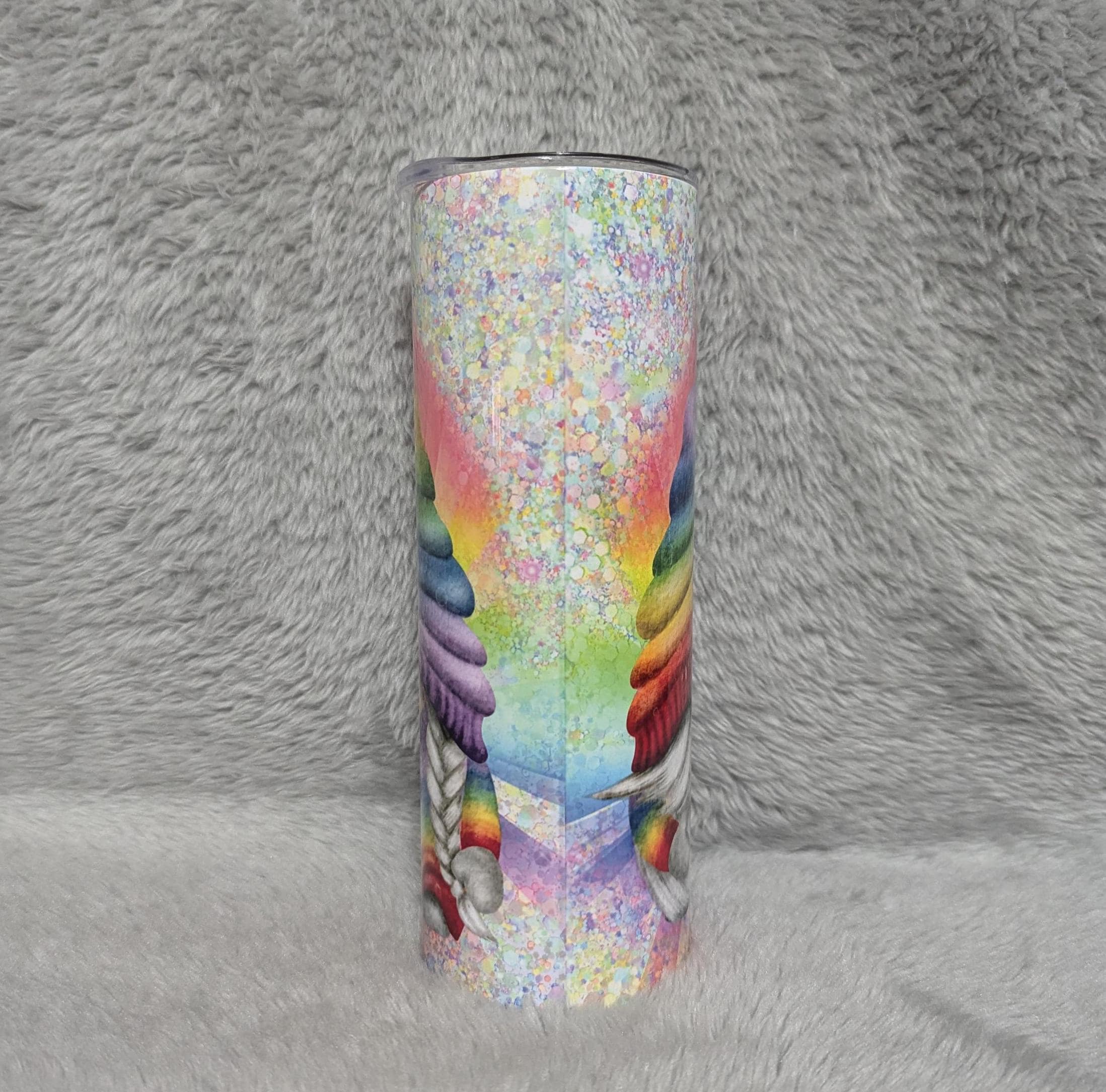 Colorful Rainbow Gnome Tumbler 20oz With Reusable Straw, Can Be Personalized