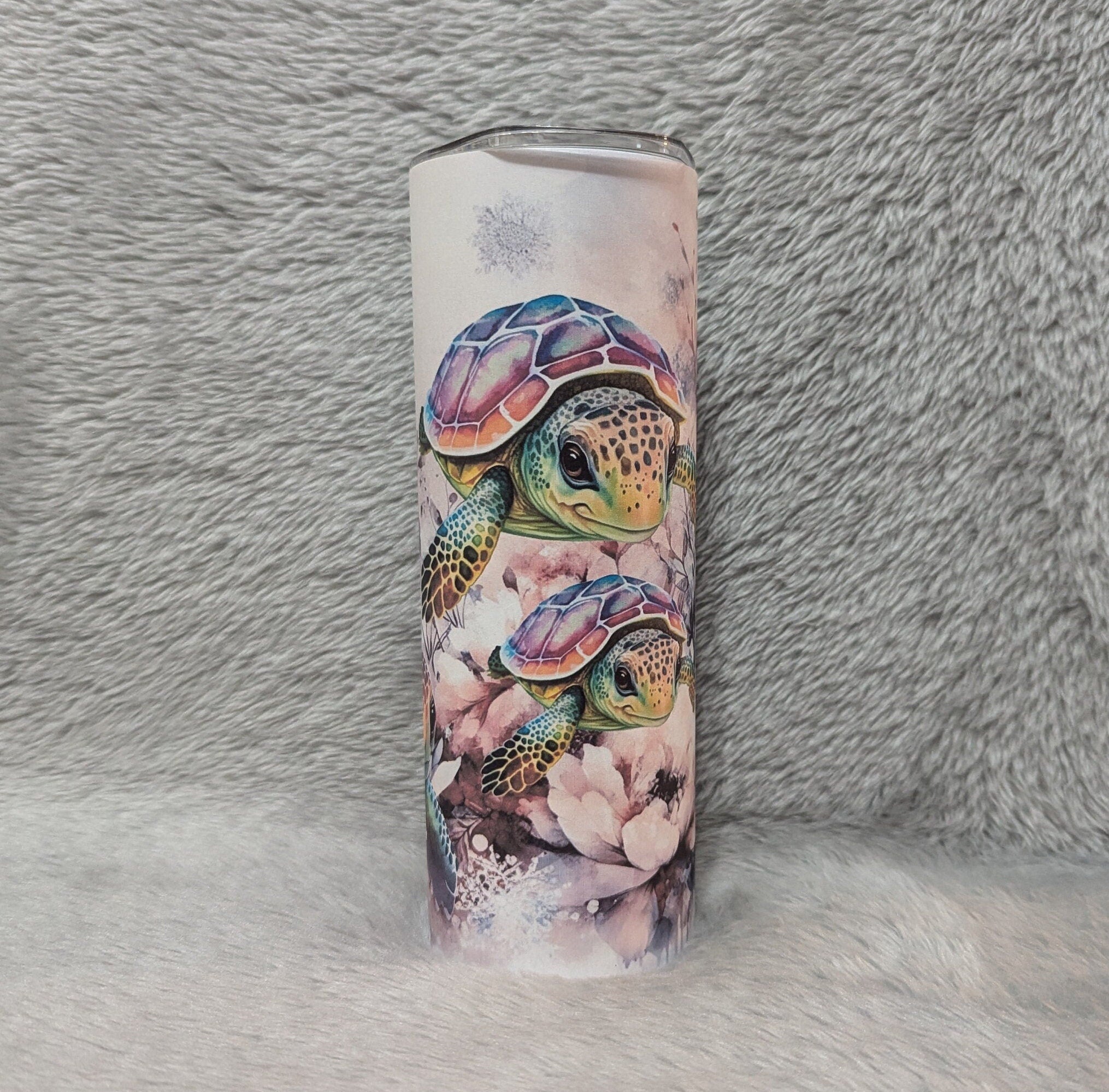 Sea Turtle Tumbler 20oz With Reusable Straw, Can Be Personalized