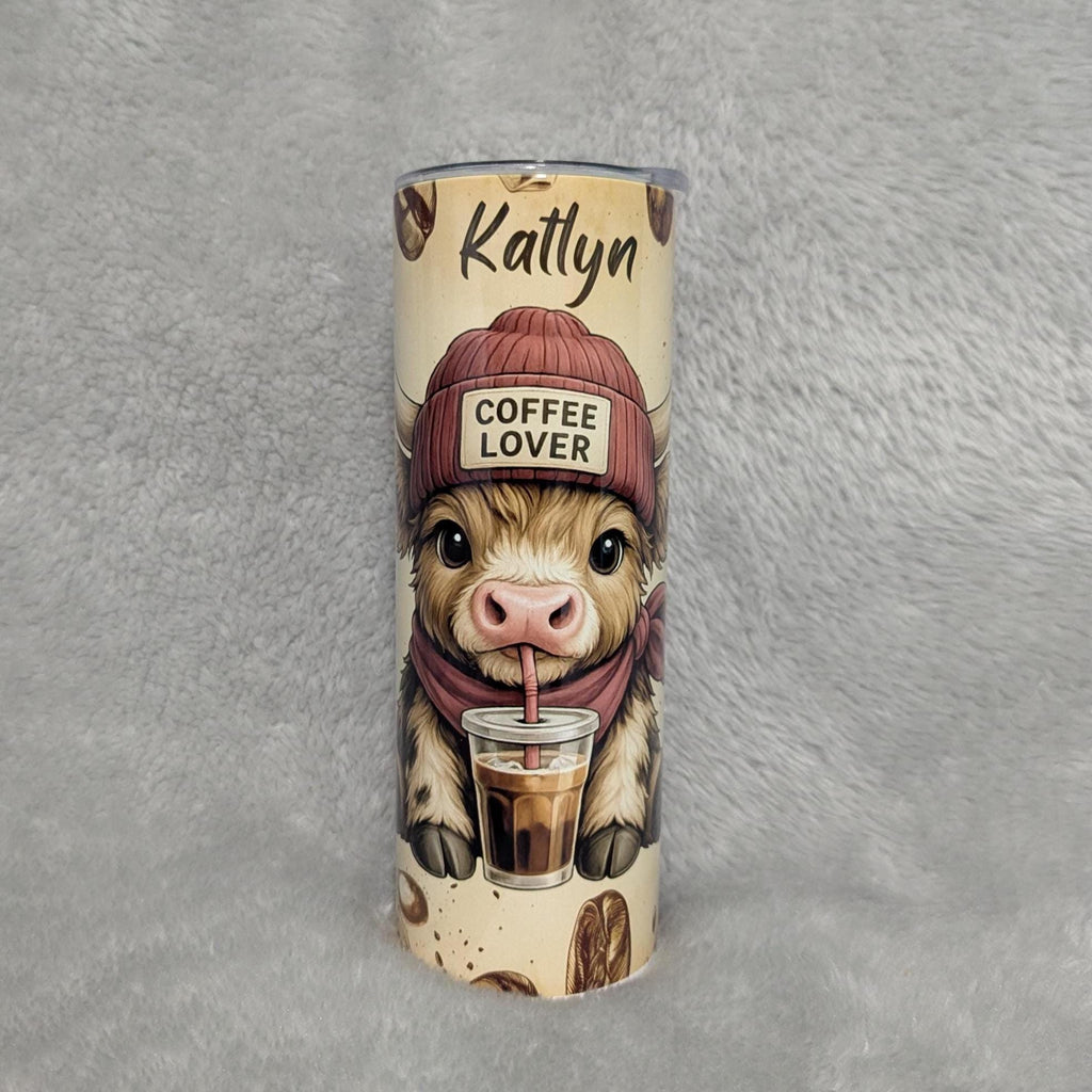 Highland Cow Insulated Tumbler for Coffee Lovers 20oz With Reusable Straw, Can Be Personalized