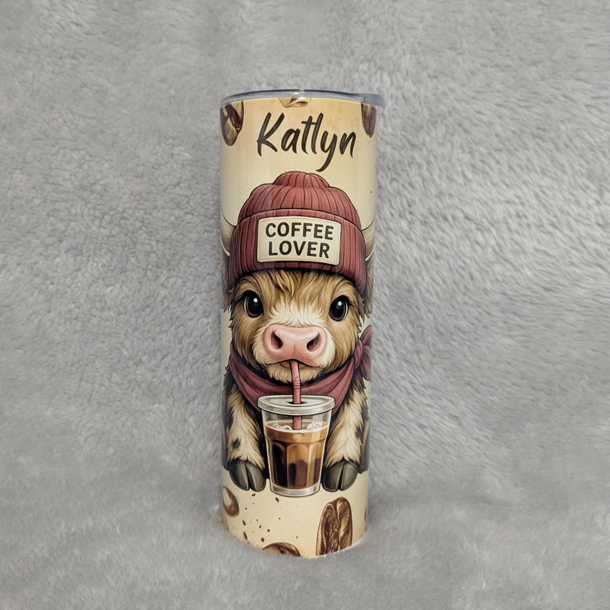 Highland Cow Insulated Tumbler for Coffee Lovers 20oz With Reusable Straw, Can Be Personalized