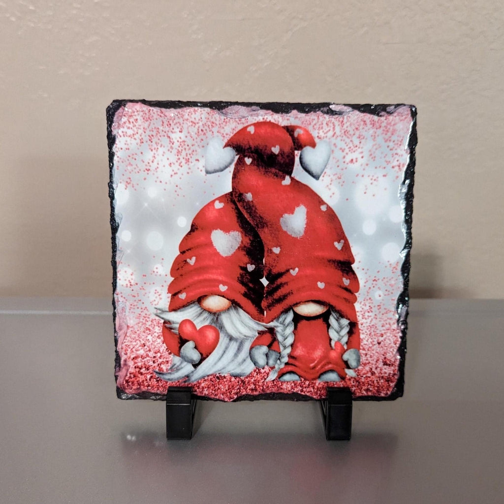 Slate Valentine Gnomes Picture With Display Legs