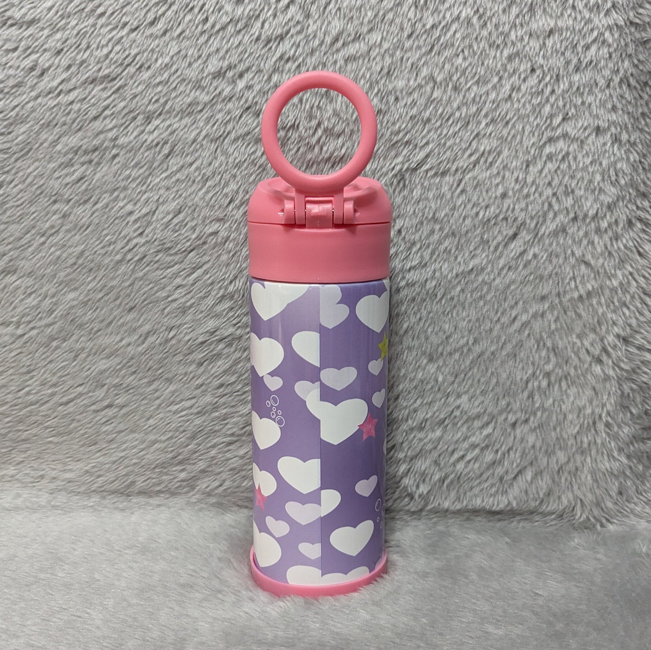 Kids Cat Water Bottle 12oz With Reusable Straw Can Be Personalized