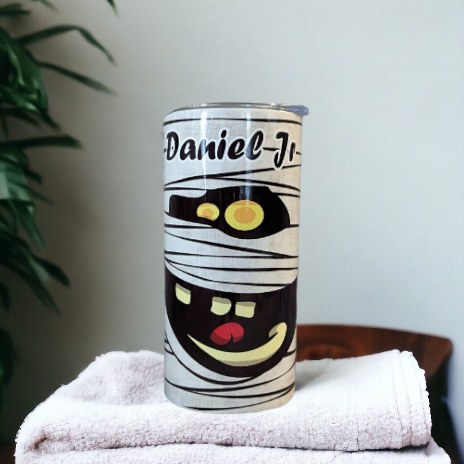 Kids Mummy Tumbler 15oz With Reusable Straw, Can Be Personalized