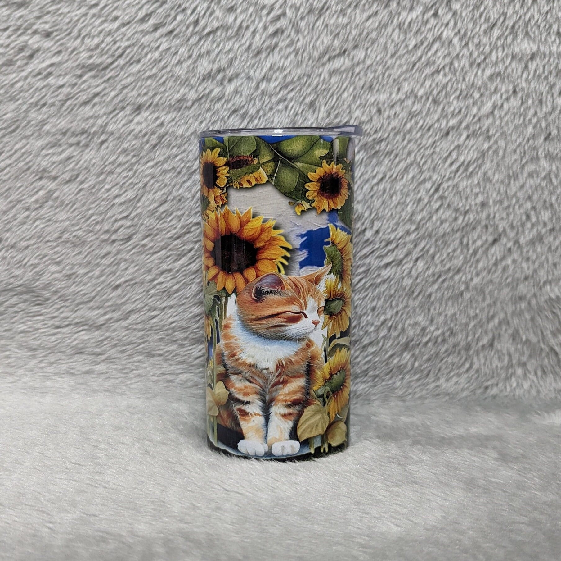 Kids Kitten Tumbler 20oz With Reusable Straw, Can Be Personalized