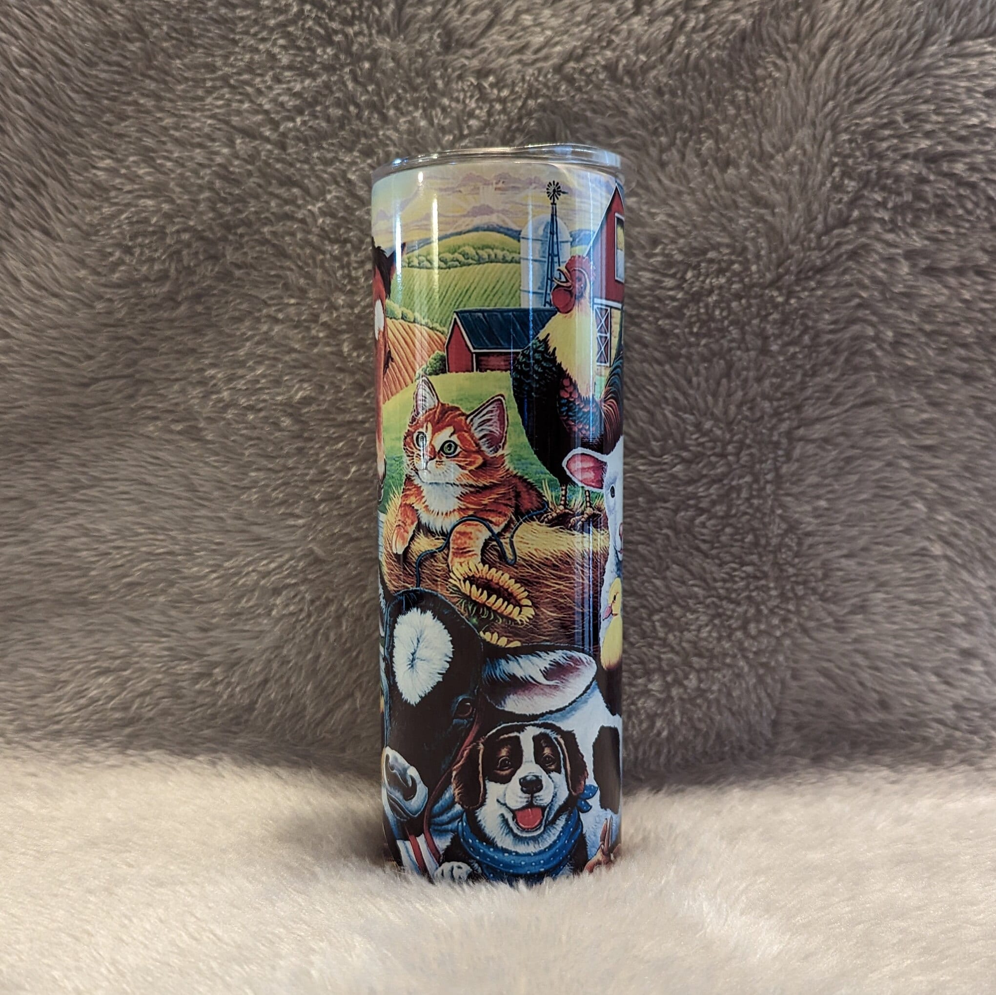 Farm Animals Tumbler 20oz With Reusable Straw, Can Be Personalized