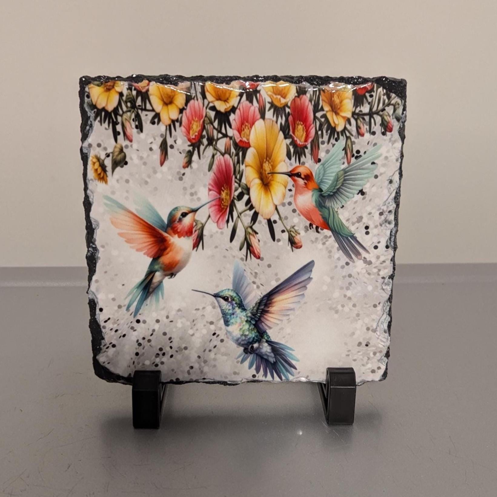 Hummingbird Slate Picture With Display Legs