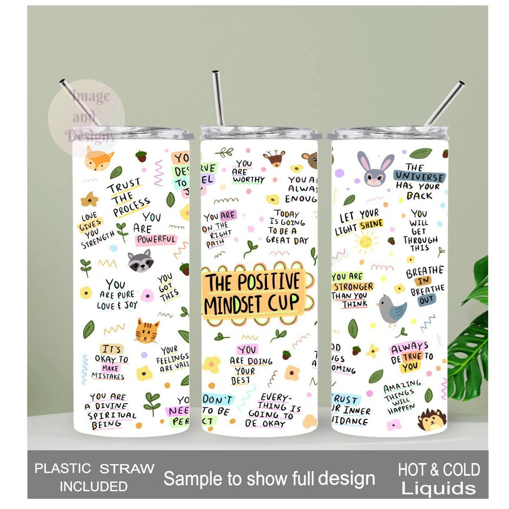 Positive Mindset Affirmation Tumbler 20oz With Reusable Straw