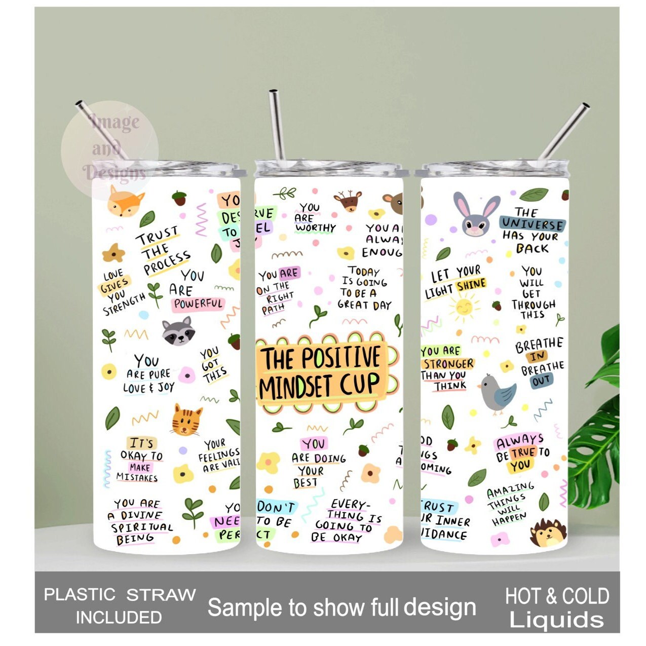 Positive Mindset Affirmation Tumbler 20oz With Reusable Straw