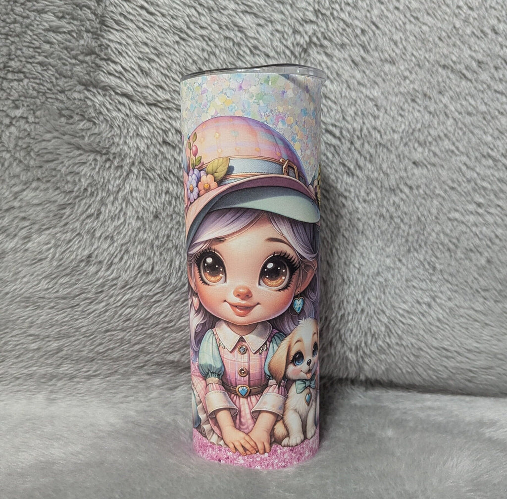 Pretty Girl Gnome Tumbler 20oz With Reusable Straw, Can Be Personalized