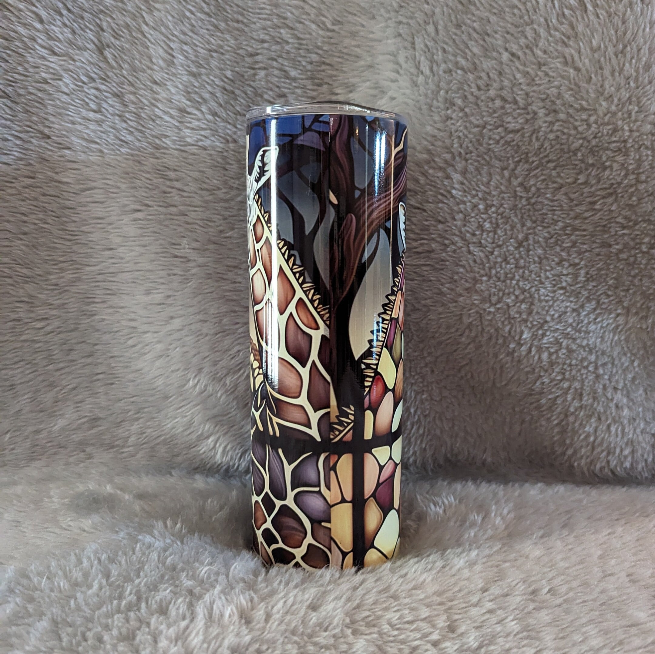 Giraffe Tumbler With A Stained Glass Design 20oz With Reusable Straw, Can Be Personalized