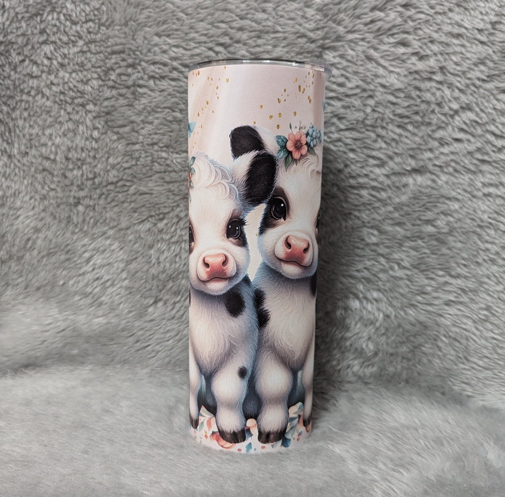 Cow Tumbler With Calf's 20oz With Reusable Straw, Can Be Personalized