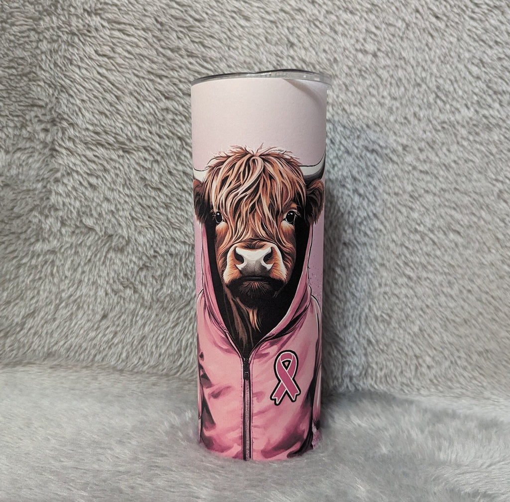 I Am A Survivor Highland Cow Tumbler 20oz With Reusable Straw, Can Be Personalized