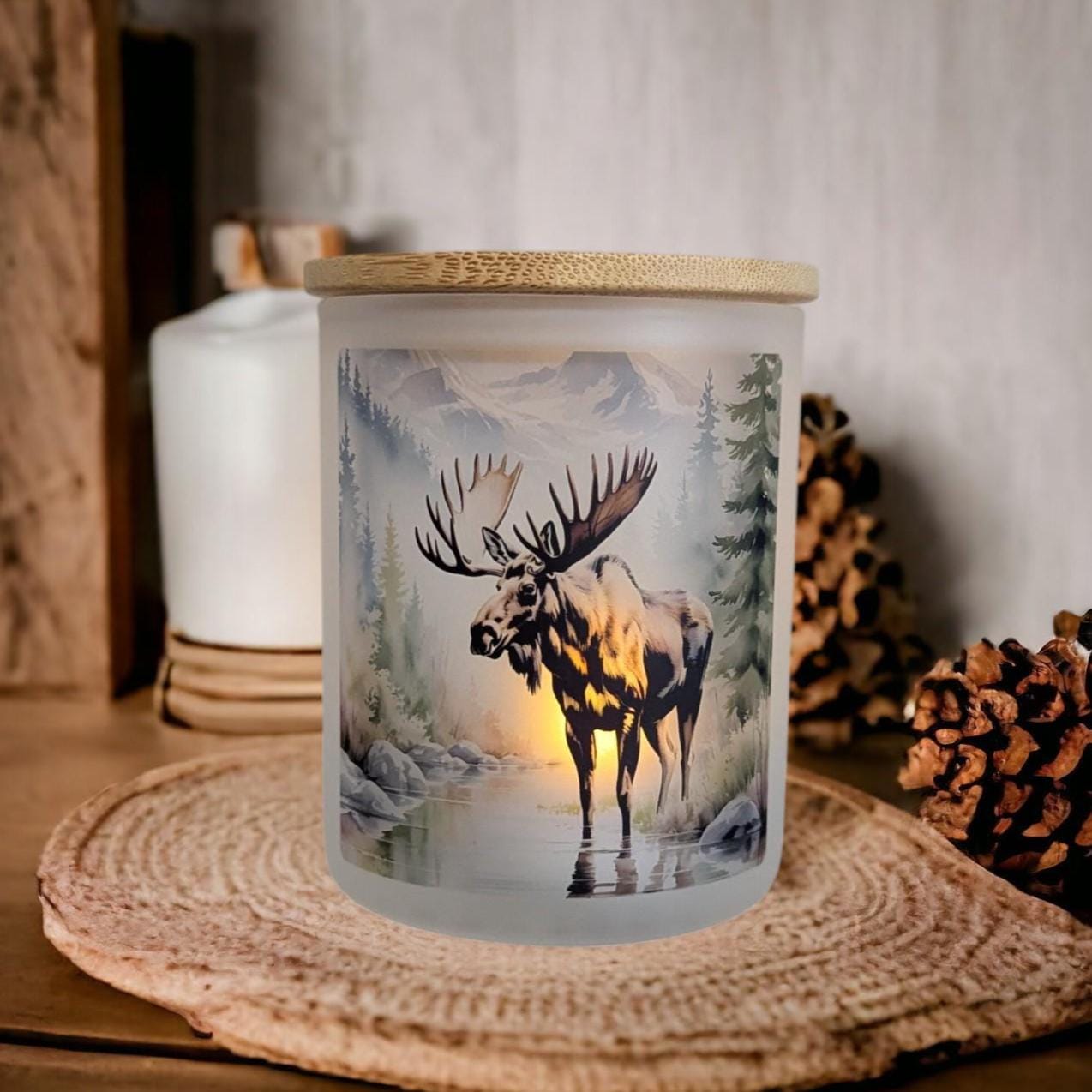 Moose Candle Holder With A Battery Operated Flickering Tea Light