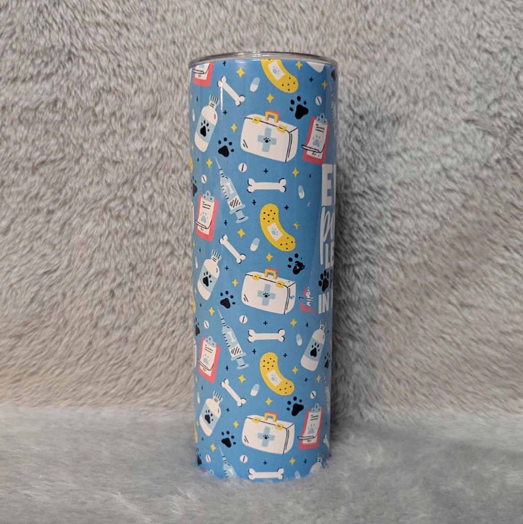 Veterinarian Tumbler 20oz With Reusable Straw - Every Patient Leaves A Paw print In My Heart Vet Tumbler