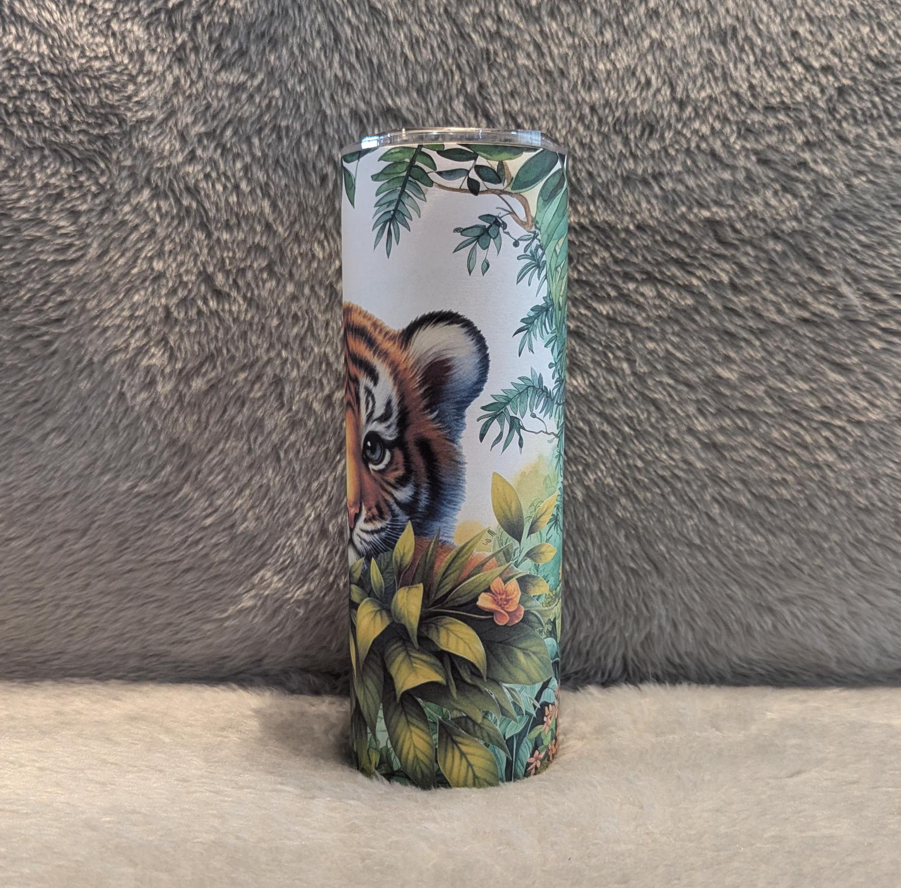 Tiger Cub Tumbler 20oz With Reusable Straw, Can Be Personalized