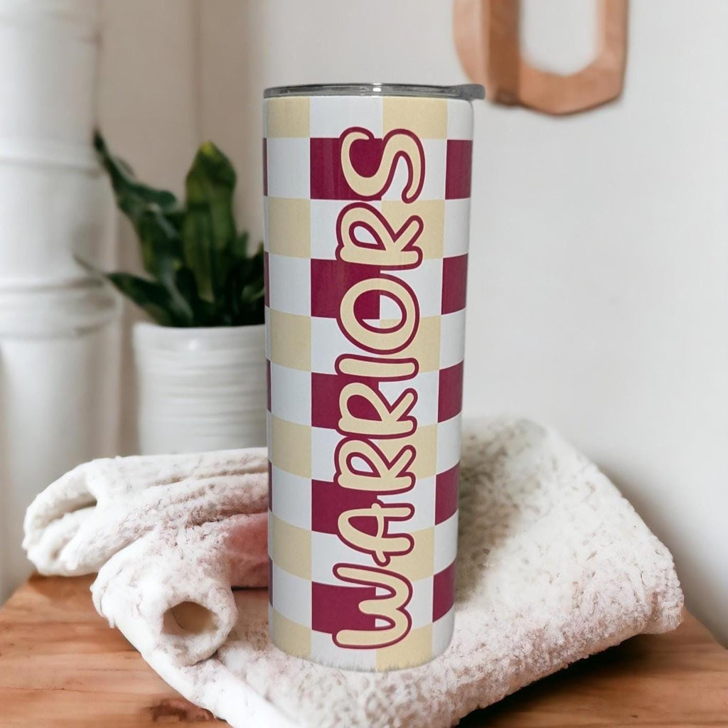 Warriors Tumbler 20oz With Reusable Straw