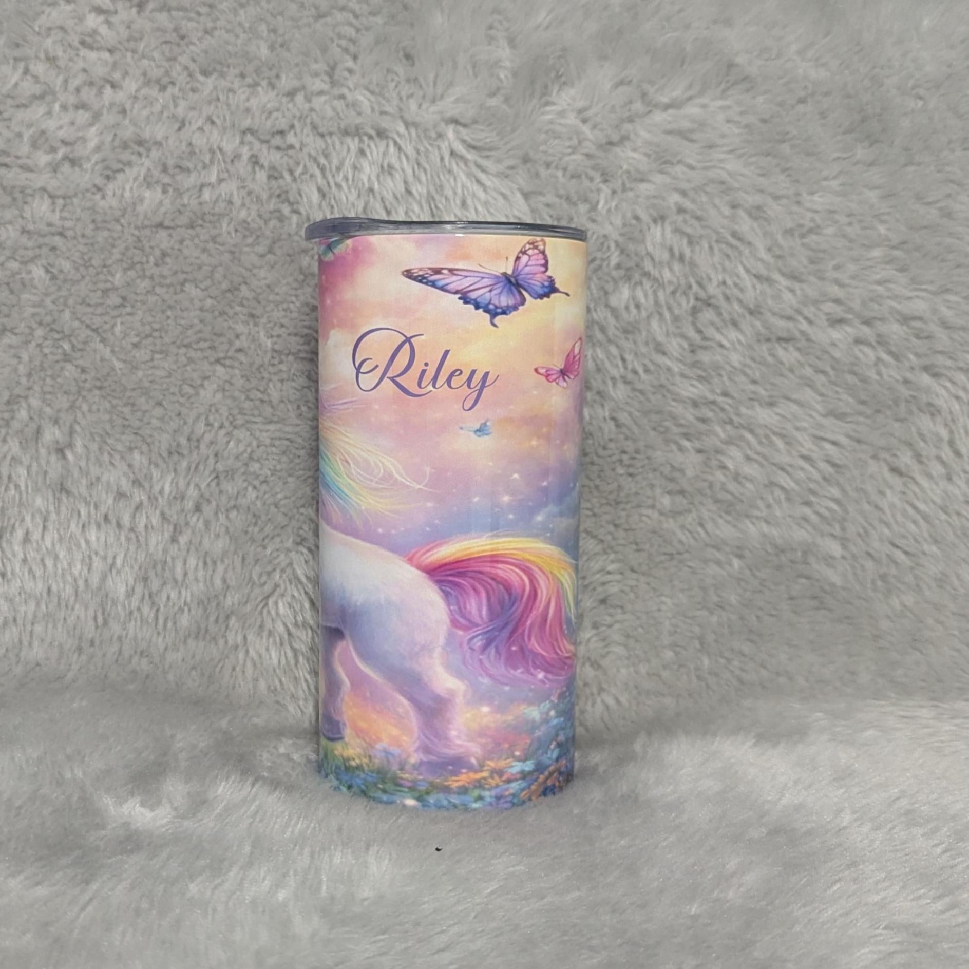 Kids Unicorn Tumbler 15oz With Reusable Straw, Can Be Personalized