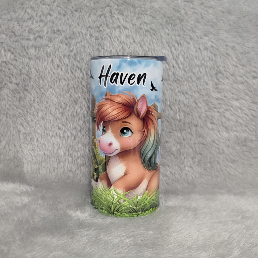 Kids Pony Tumbler 15oz With Reusable Straw, Can Be Personalized