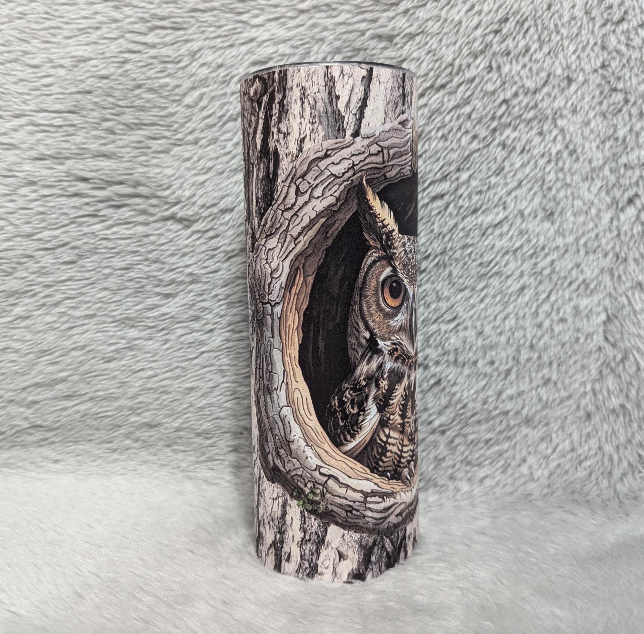 Owl Tumbler 20oz With Reusable Straw, Can Be Personalized