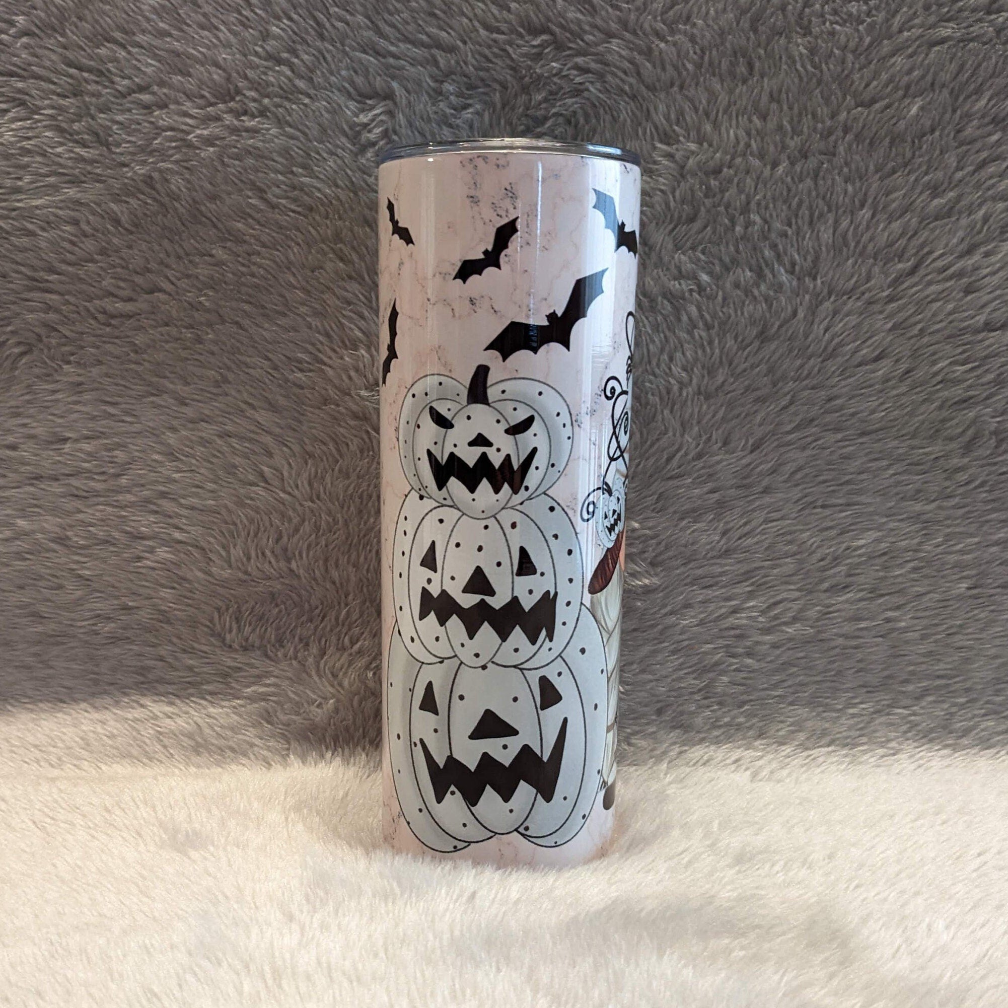 Halloween Gnome Tumbler 20oz With Reusable Straw, Can Be Personalized