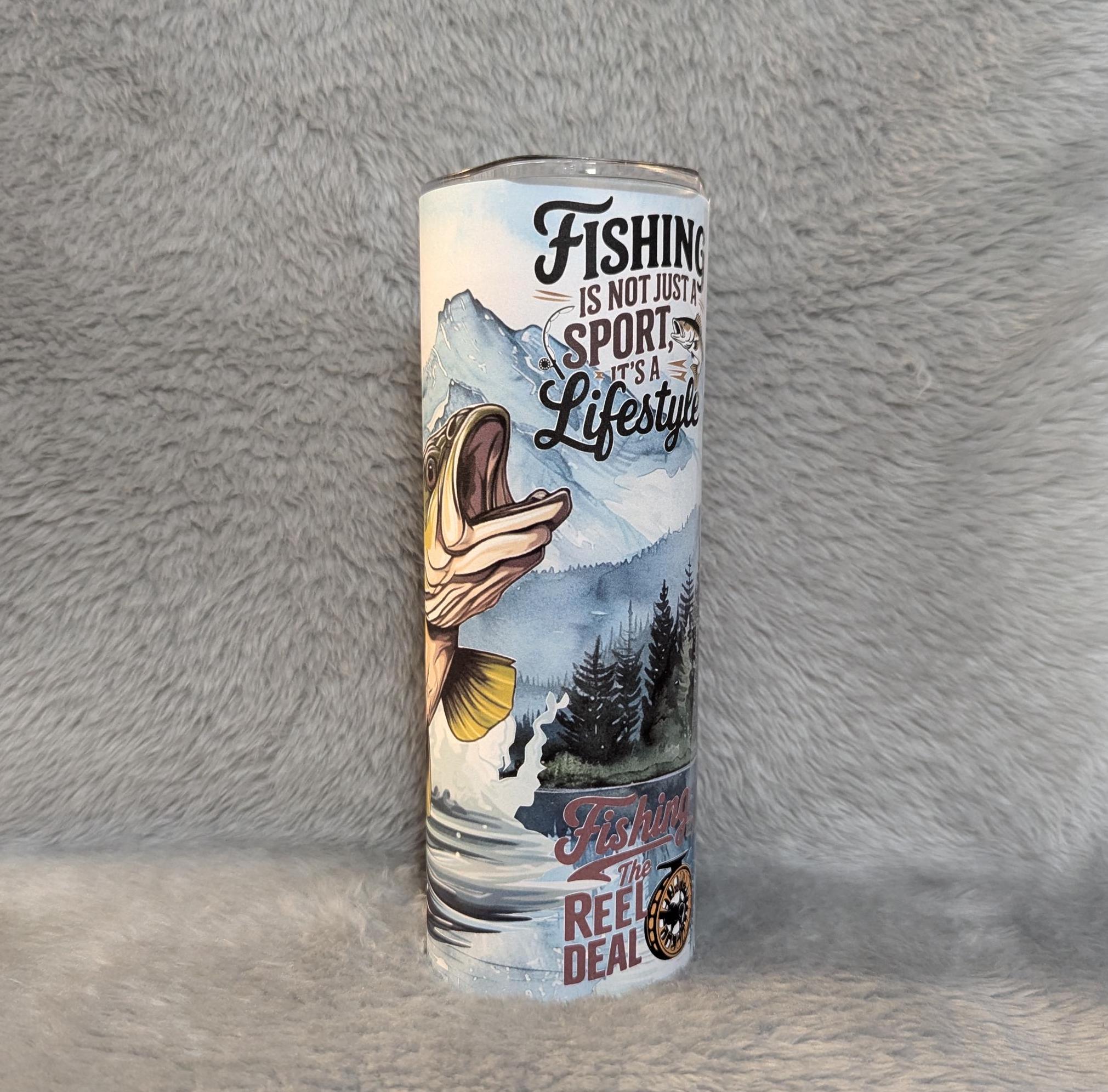 Fishing Tumbler 20oz With Reusable Straw, Can Be Personalized