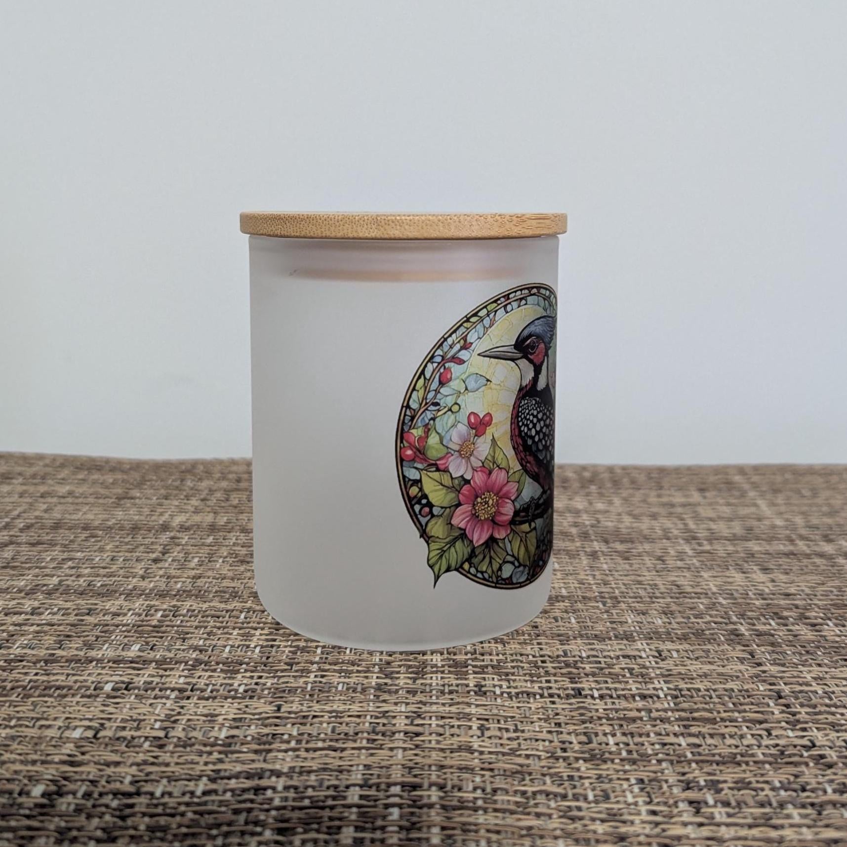 Pretty Woodpecker Candle Holder With A Battery Operated Flickering Tea Light