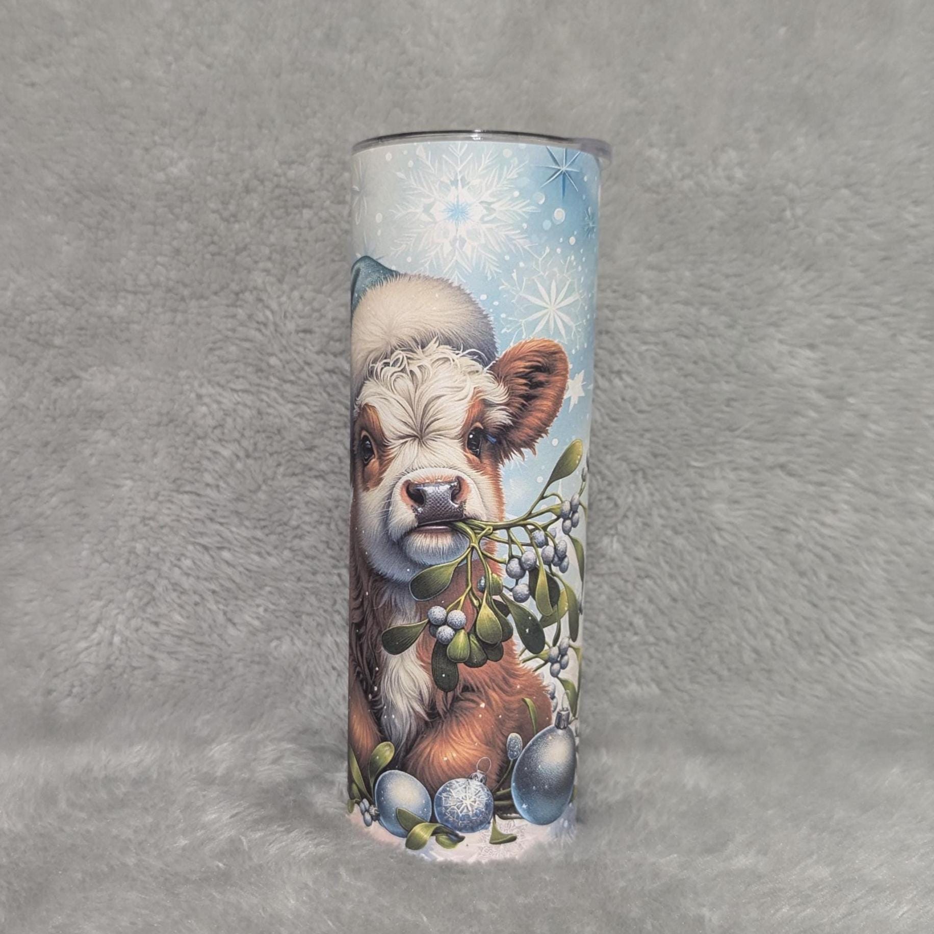 Christmas  - Winter Highland Cow Tumbler 20oz With Reusable Straw, Can Be Personalized