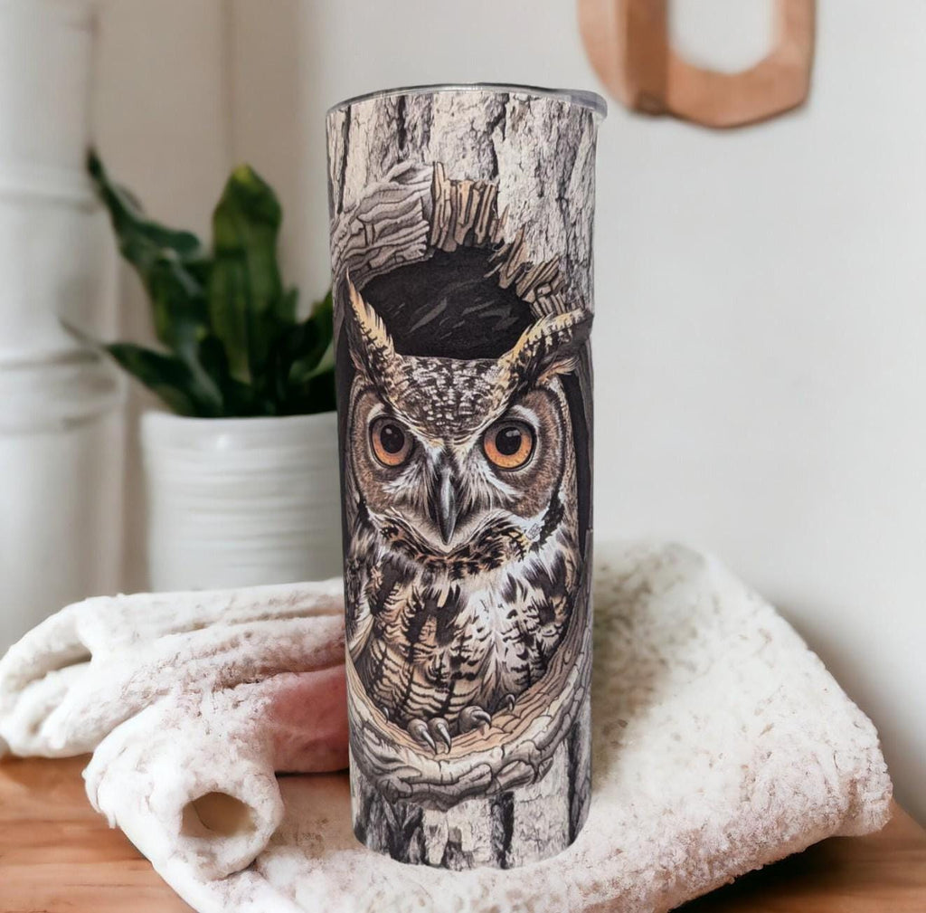 Owl Tumbler 20oz With Reusable Straw, Can Be Personalized