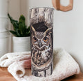 Owl Tumbler 20oz With Reusable Straw, Can Be Personalized
