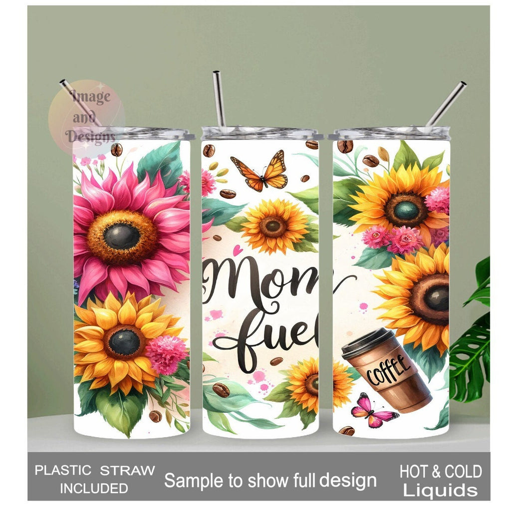 Mom Fuel Tumbler 20oz With Reusable Straw