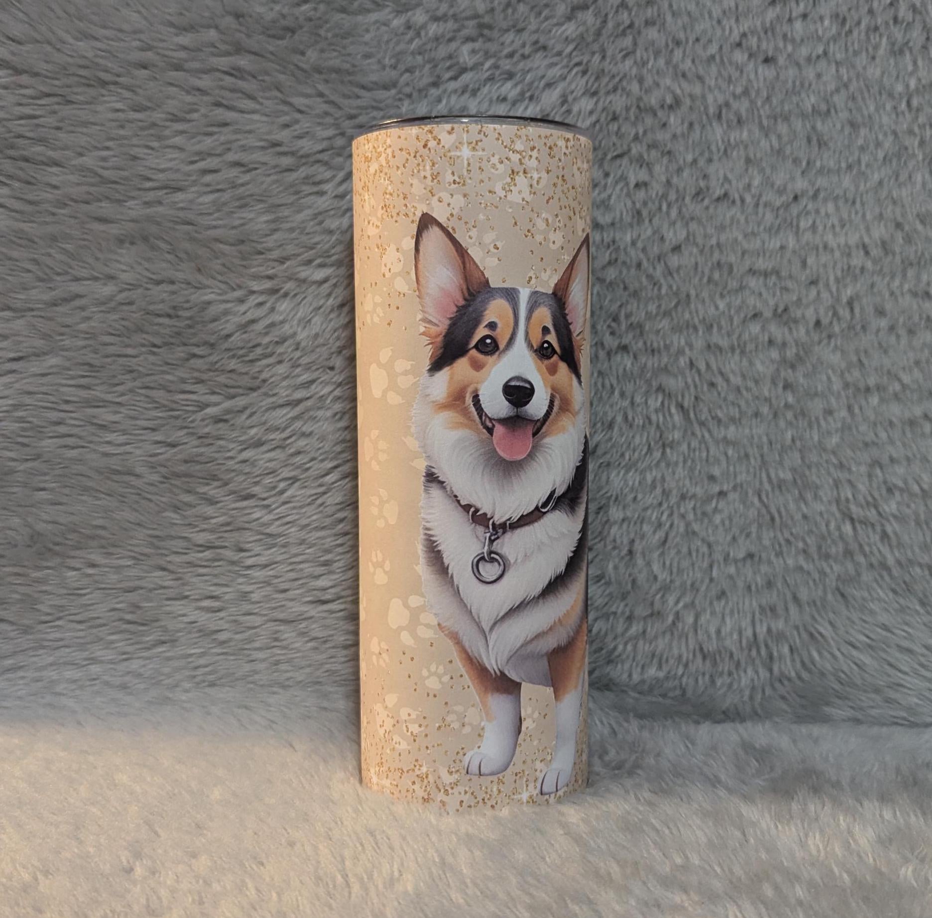 Corgi Mom Tumbler 20oz With Reusable Straw, Can Be Personalized