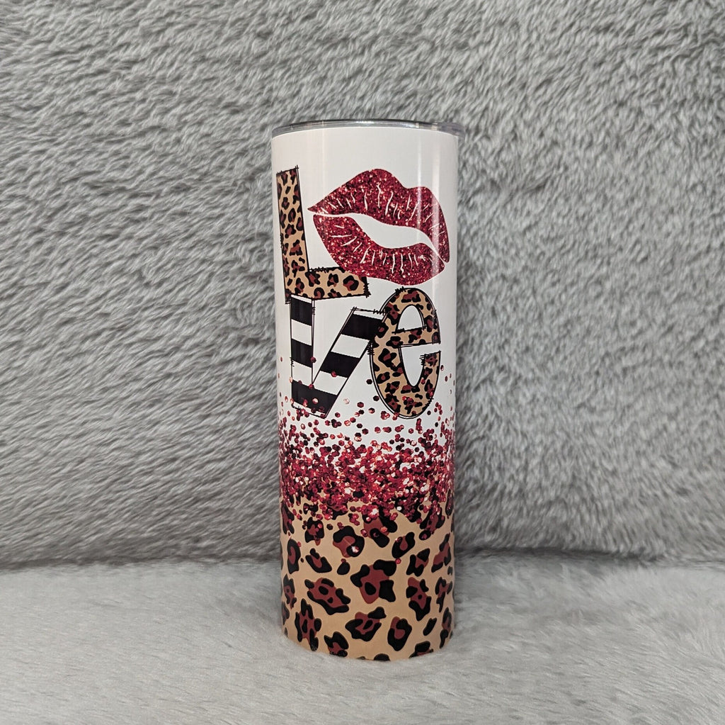 Valentine Tumbler With A Glitter Design 20oz With Reusable Straw