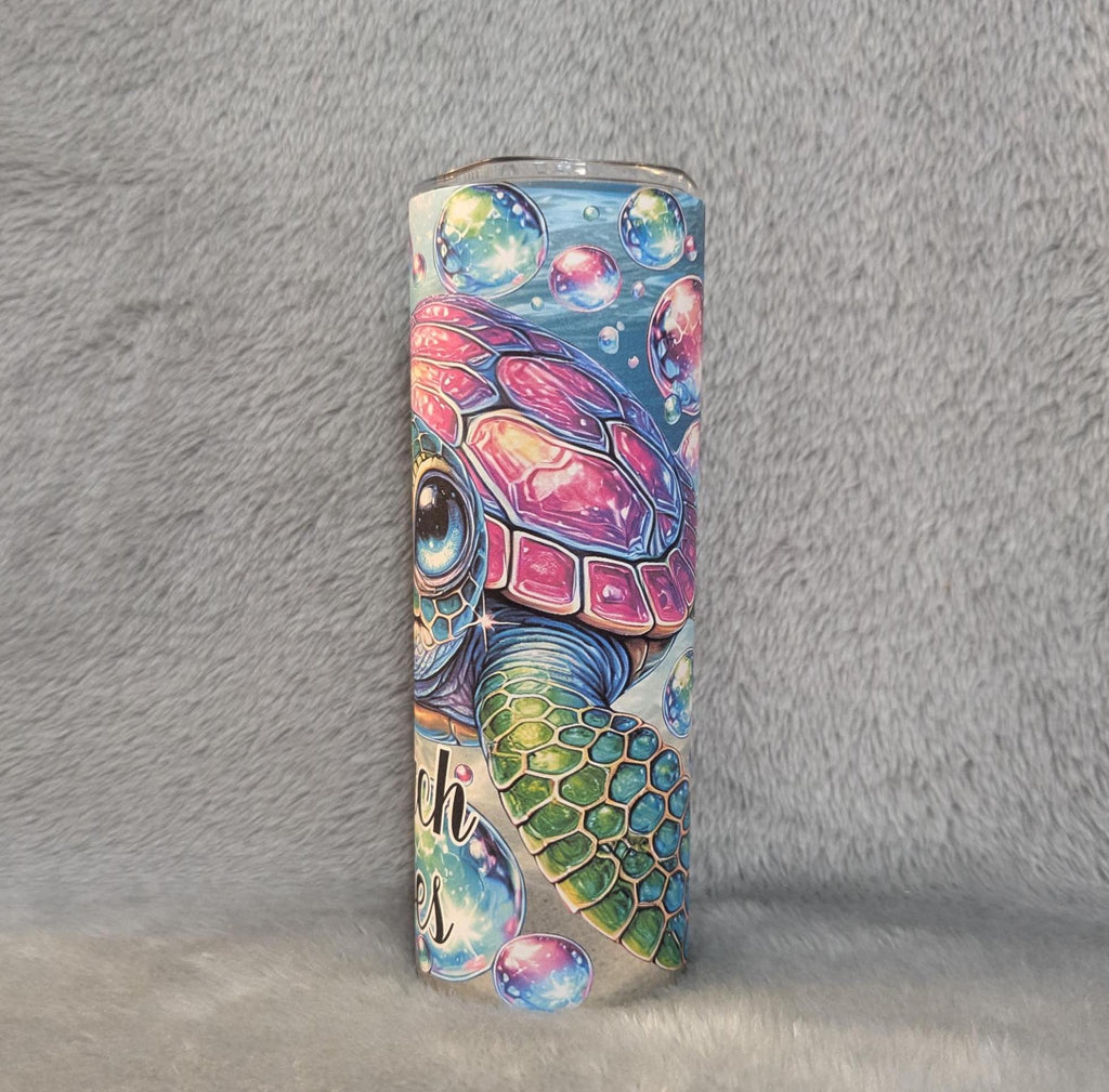 Beach Vibes Turtle Tumbler 20oz With Reusable Straw, Can Be Personalized