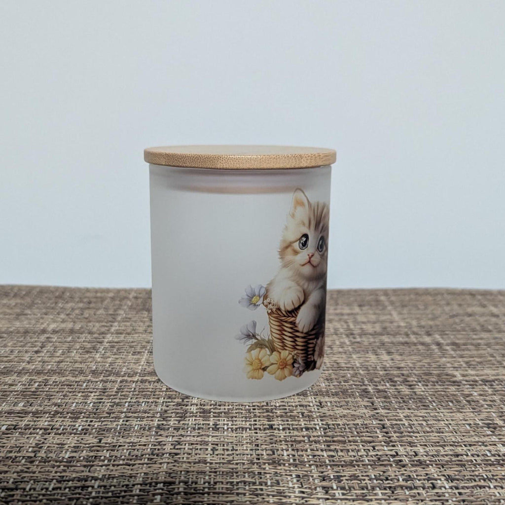 Cute Kitten Candle Holder With A Battery Operated Flickering Tea Light