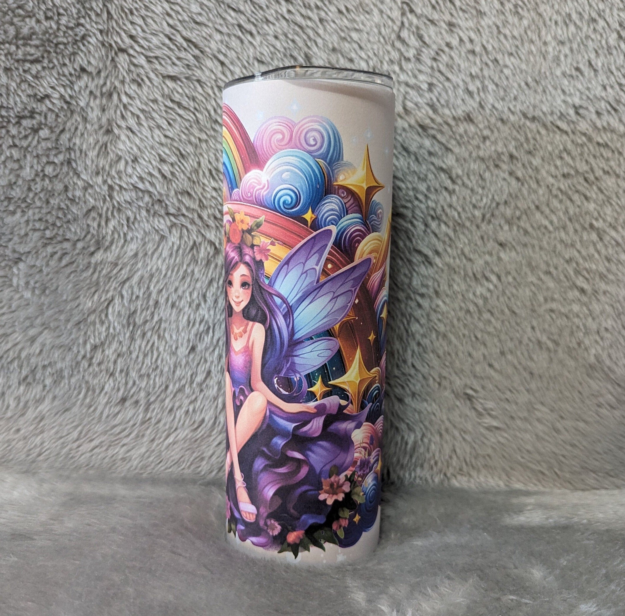 Pretty Girl Fairy Tumbler 20oz With Reusable Straw, Can Be Personalized