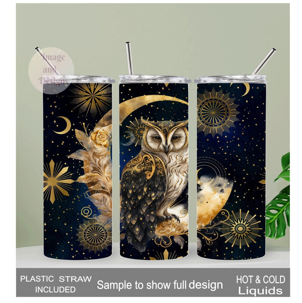 Owl Tumbler 20oz With Reusable Straw, Can Be Personalized