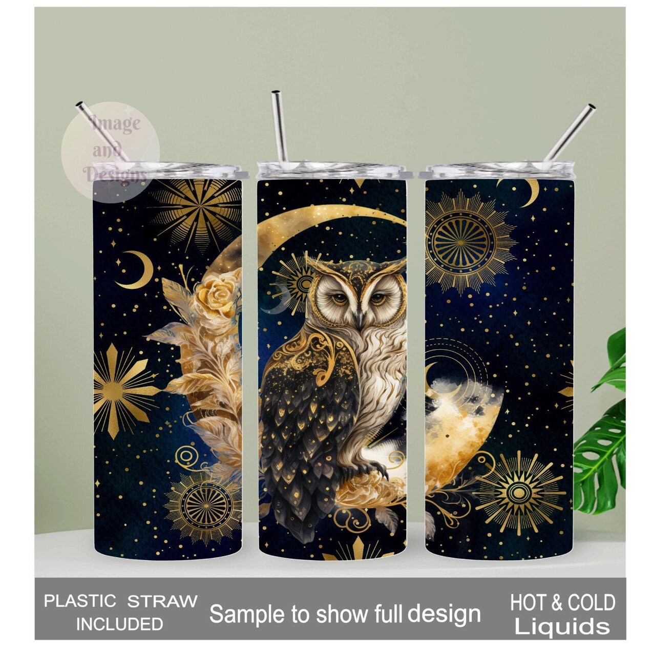 Owl Tumbler 20oz With Reusable Straw, Can Be Personalized
