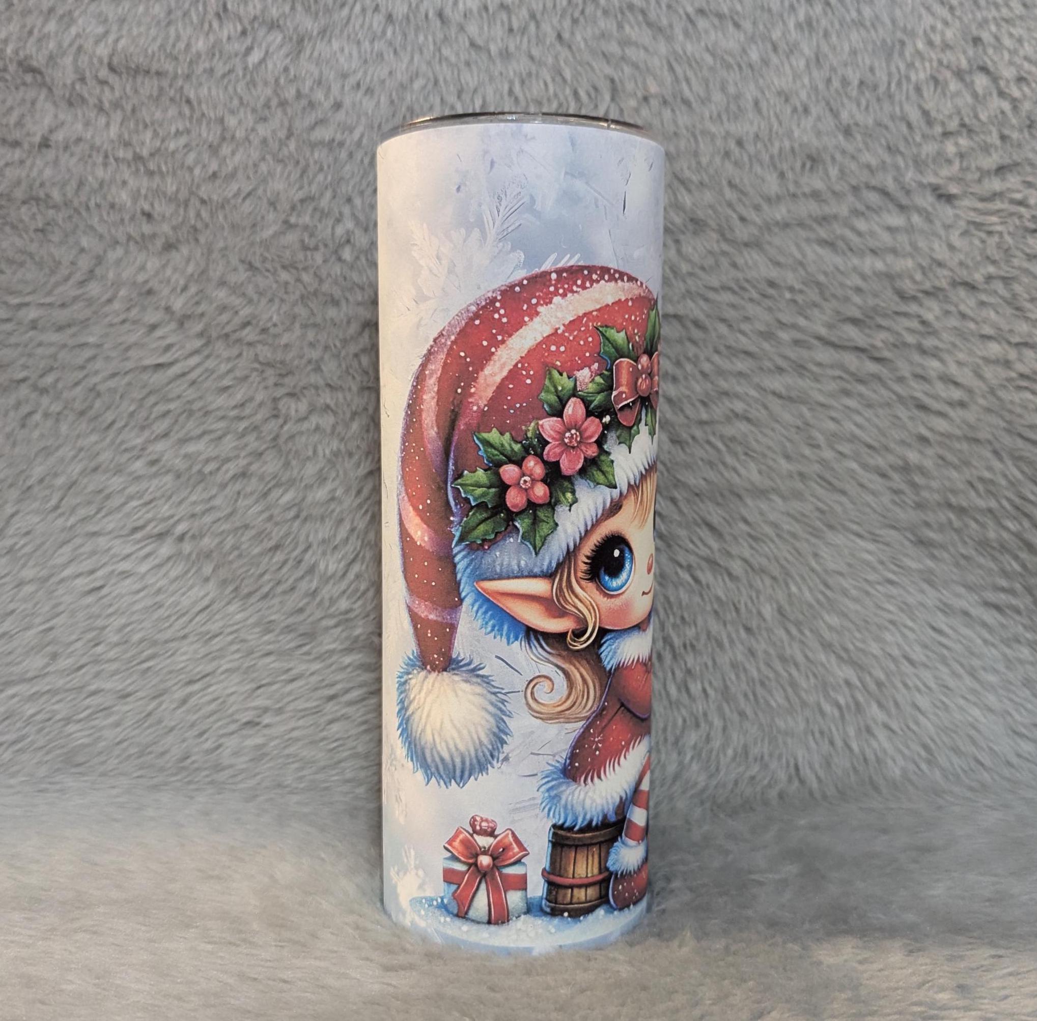 Christmas Elf Tumbler 20oz With Reusable Straw, Can Be Personalized