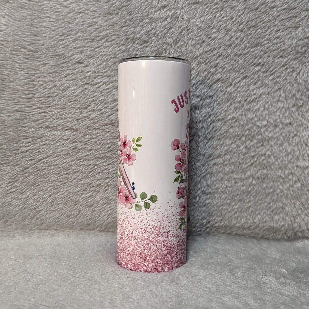 Just A Woman Who Loves Sewing Tumbler 20oz With Reusable Straw, Can Be Personalized