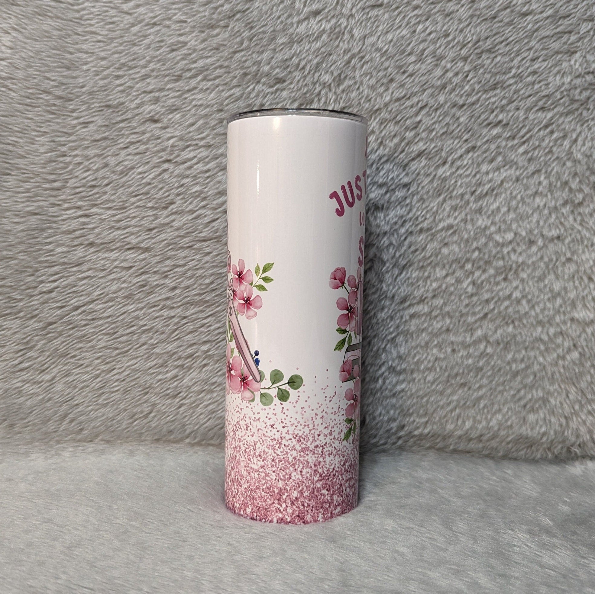 Just A Woman Who Loves Sewing Tumbler 20oz With Reusable Straw, Can Be Personalized