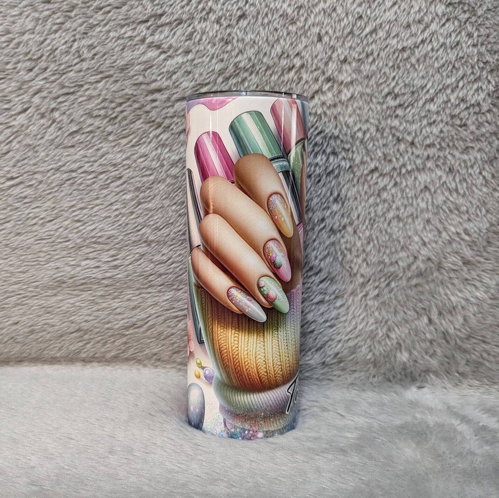 Nail Tech Tumbler 20oz With Reusable Straw, Can Be Personalized